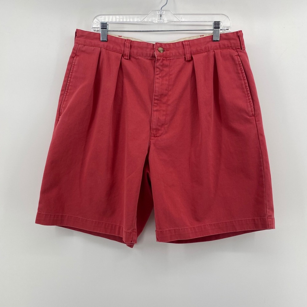 Polo Ralph Lauren Mens Pleated Chino Shorts Red Cotton 36 Classic Fit 7" Inseam